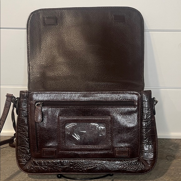 Brighton Harvest Crossbody Organizer Brown Leather Handbag Purse - Vintage - Picture 4 of 14